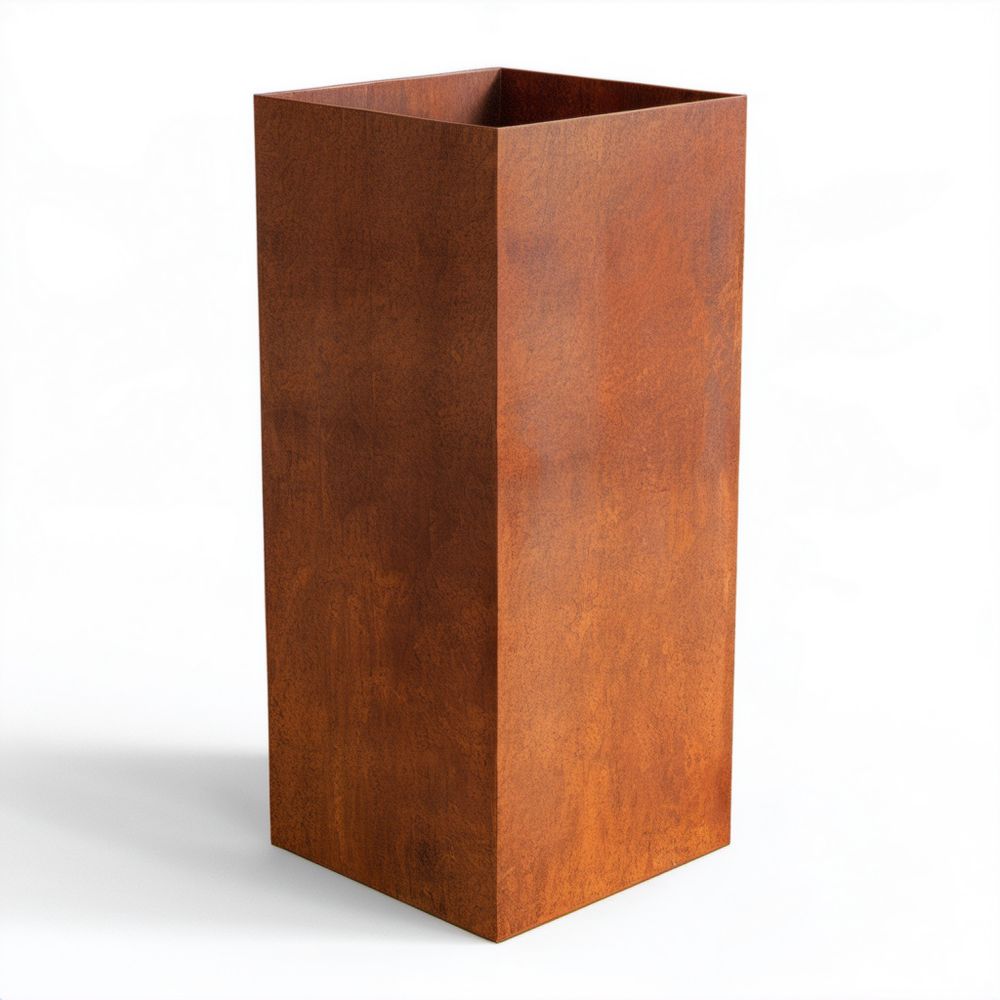 Wysoka metalowa donica ogrodowa ze stali corten rdzawobrązowa 40 x 40 x 80 cm