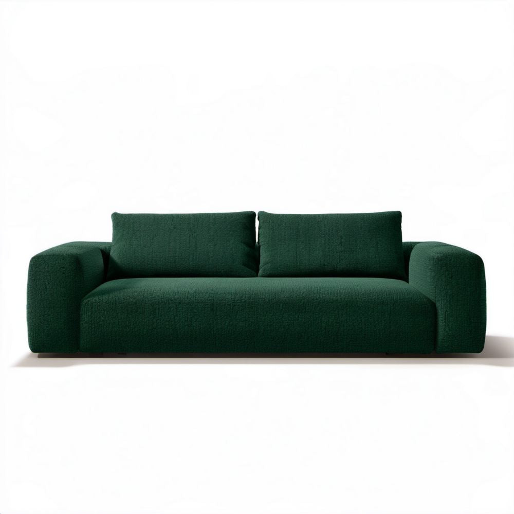 Trzyosobowa sofa z poliestru, ciemnozielona, 220 x 95 x 78 cm