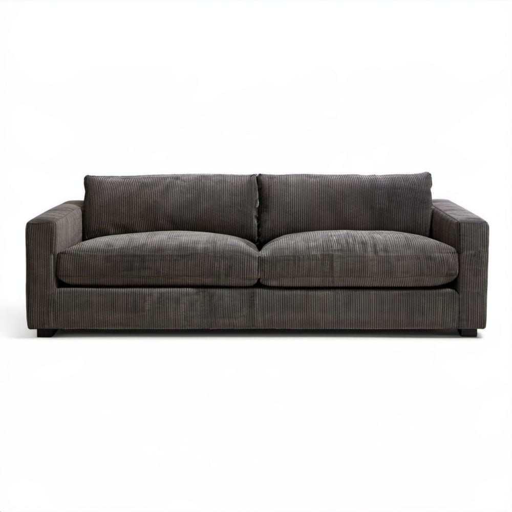 Trzyosobowa sofa z tapicerką poliestrową, grafitowoszara, 210 x 90 x 85 cm