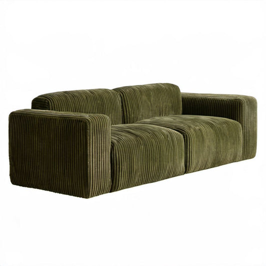 Oliwkowozielona sofa dwuosobowa ze sztruksu 195 × 95 × 73 cm