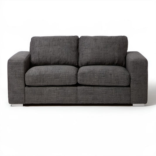 Sofa dwuosobowa z tkaniny ciemnoszara ze srebrnymi nóżkami 140 x 77 x 80 cm