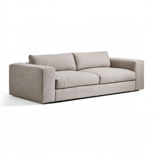 Trzyosobowa sofa z poliestru beżowa 230 x 95 x 85 cm