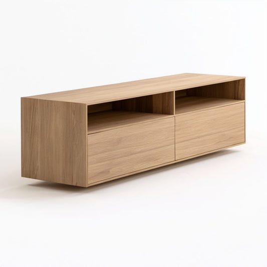 Szafka RTV z płyty wiórowej laminowanej, dąb naturalny, 160 × 40 × 45 cm