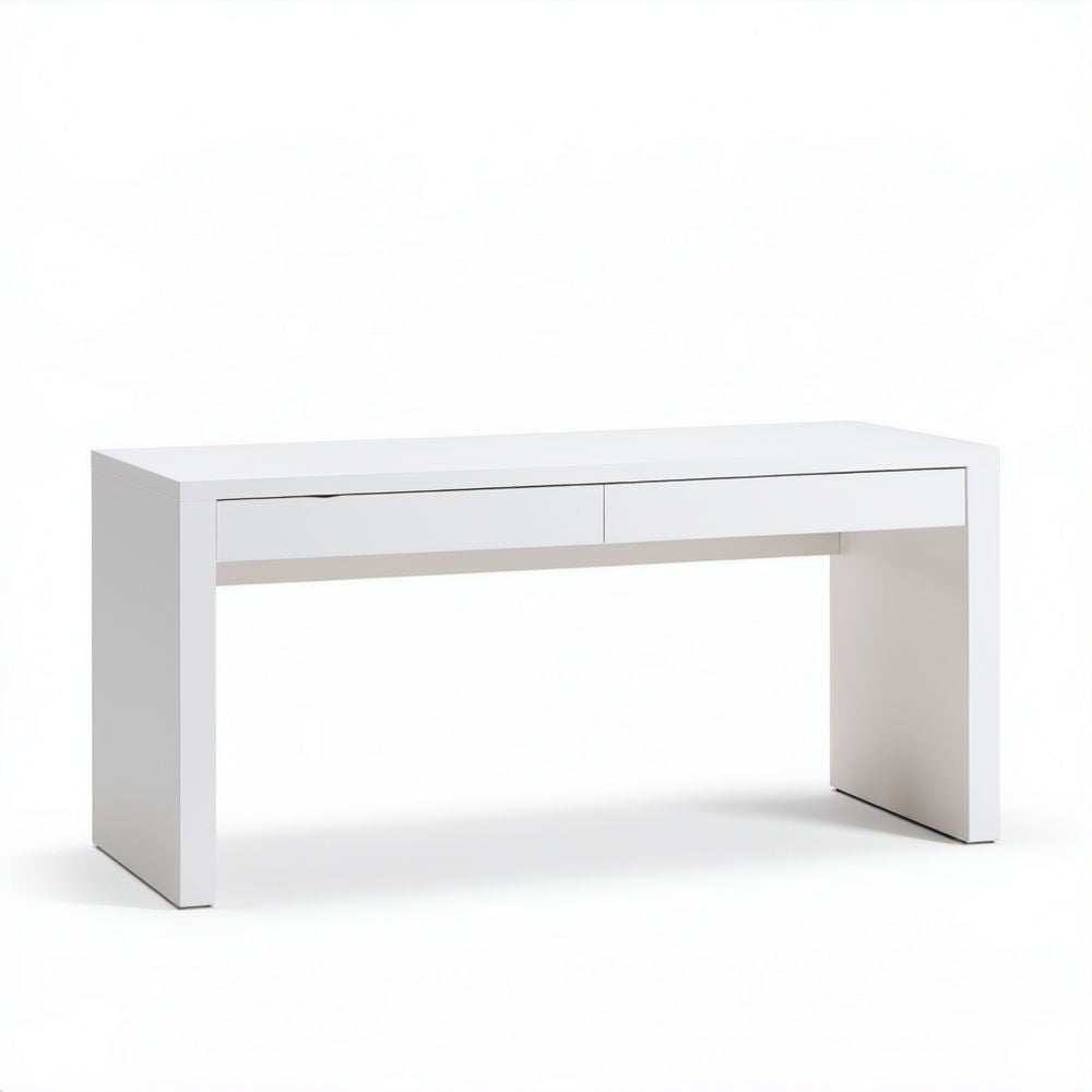 Białe biurko z 2 szufladami z laminowanej płyty wiórowej, 120 x 60 x 75 cm