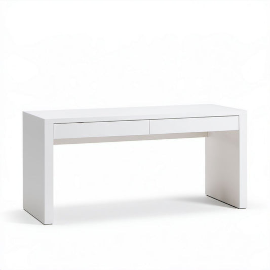 Białe biurko z 2 szufladami z laminowanej płyty wiórowej, 120 x 60 x 75 cm