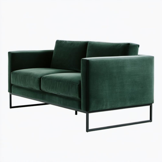 Dwuosobowa sofa z aksamitną tapicerką ciemnozielona 160 x 85 x 78 cm