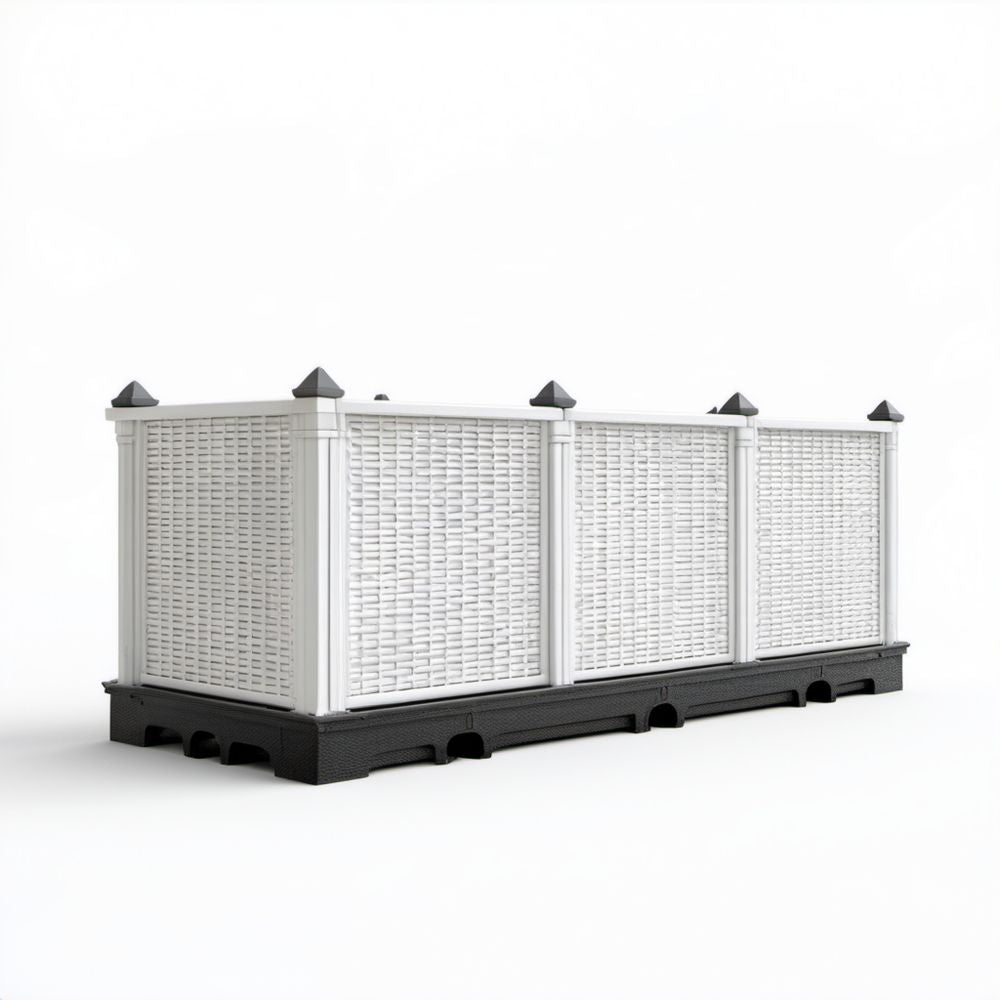 Modułowa ogrodowa osłona z plecionymi panelami PP biało-czarna 160 × 40 × 80 cm
