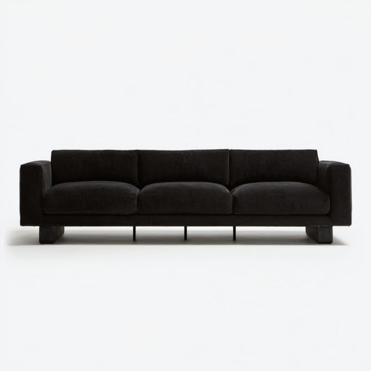 Trzyosobowa sofa z weluru czarna 220 x 90 x 82 cm