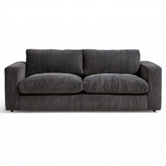 Dwuosobowa sofa z poliestrowego sztruksu, grafitowoszara, 180 x 90 x 85 cm