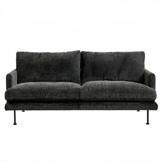 Sofa 2-osobowa grafitowa z tkaniny sztruksowej, 160 x 88 x 84 cm