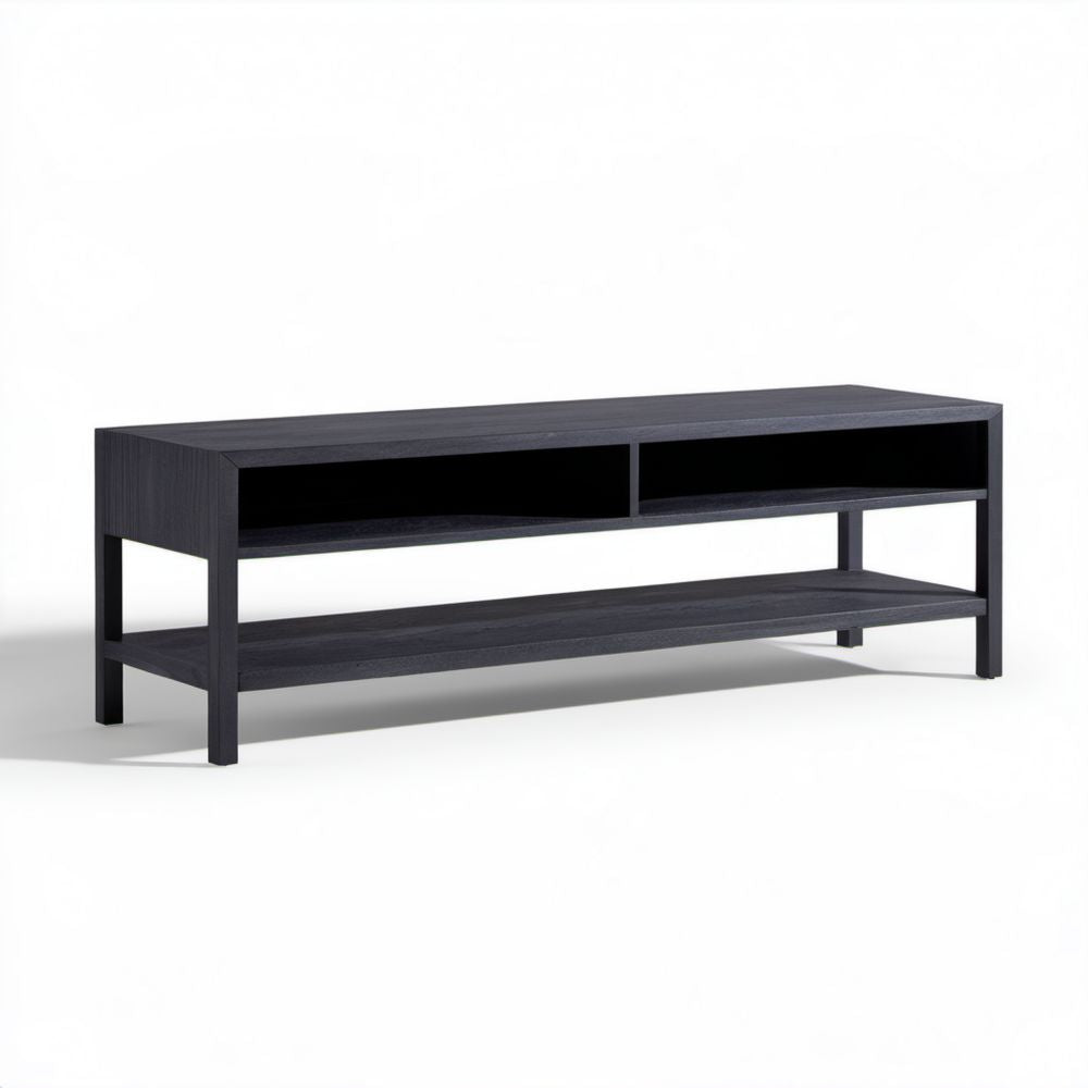 Szafka RTV z płyty wiórowej i stali, czarnobrązowa/czarna, 120 x 40 x 45 cm