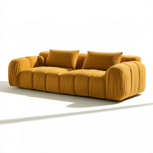 Trzyosobowa sofa tapicerowana musztardowa 230 x 100 x 75 cm