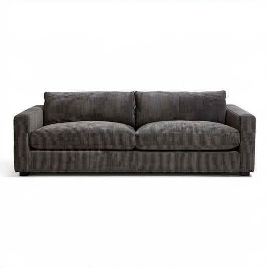 Trzyosobowa sofa z tapicerką poliestrową, grafitowoszara, 210 x 90 x 85 cm