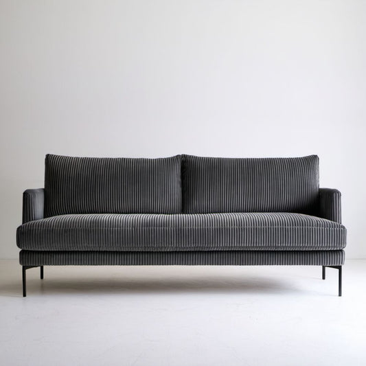 Trzyosobowa sofa ze sztruksu poliestrowego ciemnoszara 190 x 85 x 82 cm